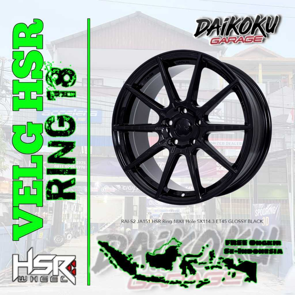 Jual Velg Mobil HSR WHEEL RAI-S2 Ring 18 Lubang 5x114,3 Lebar 8 Rata ...