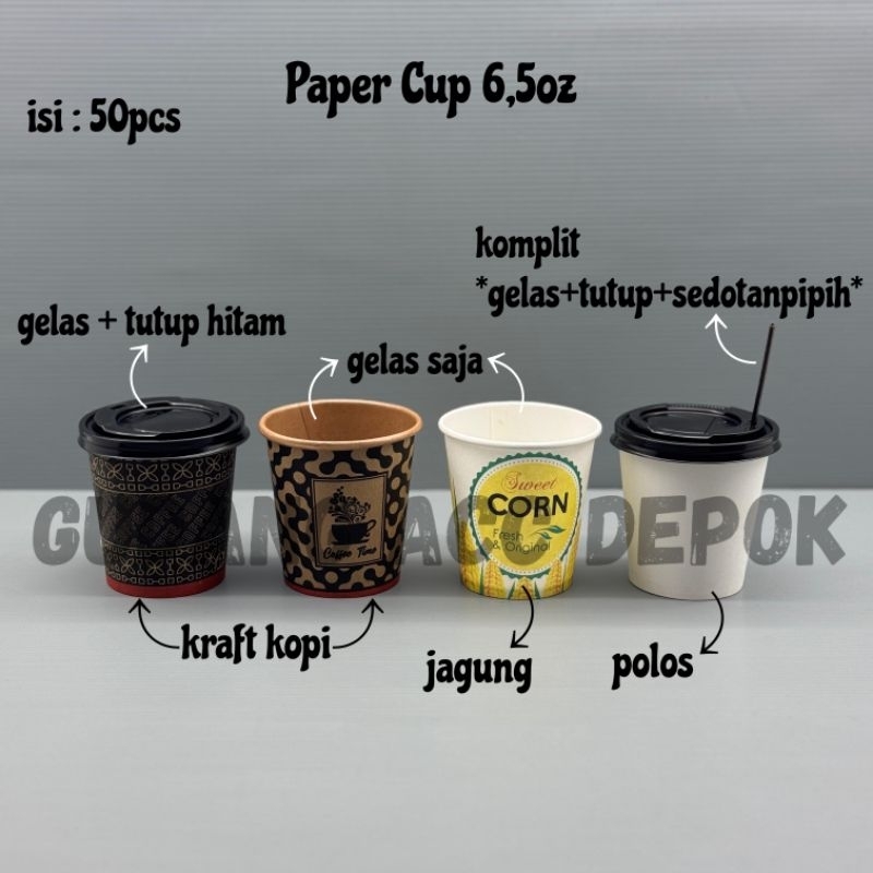 Jual Paper Cup 6,5 Oz Polos Gelas Kopi Gelas Kertas Kopi 6.5oz Motif ...
