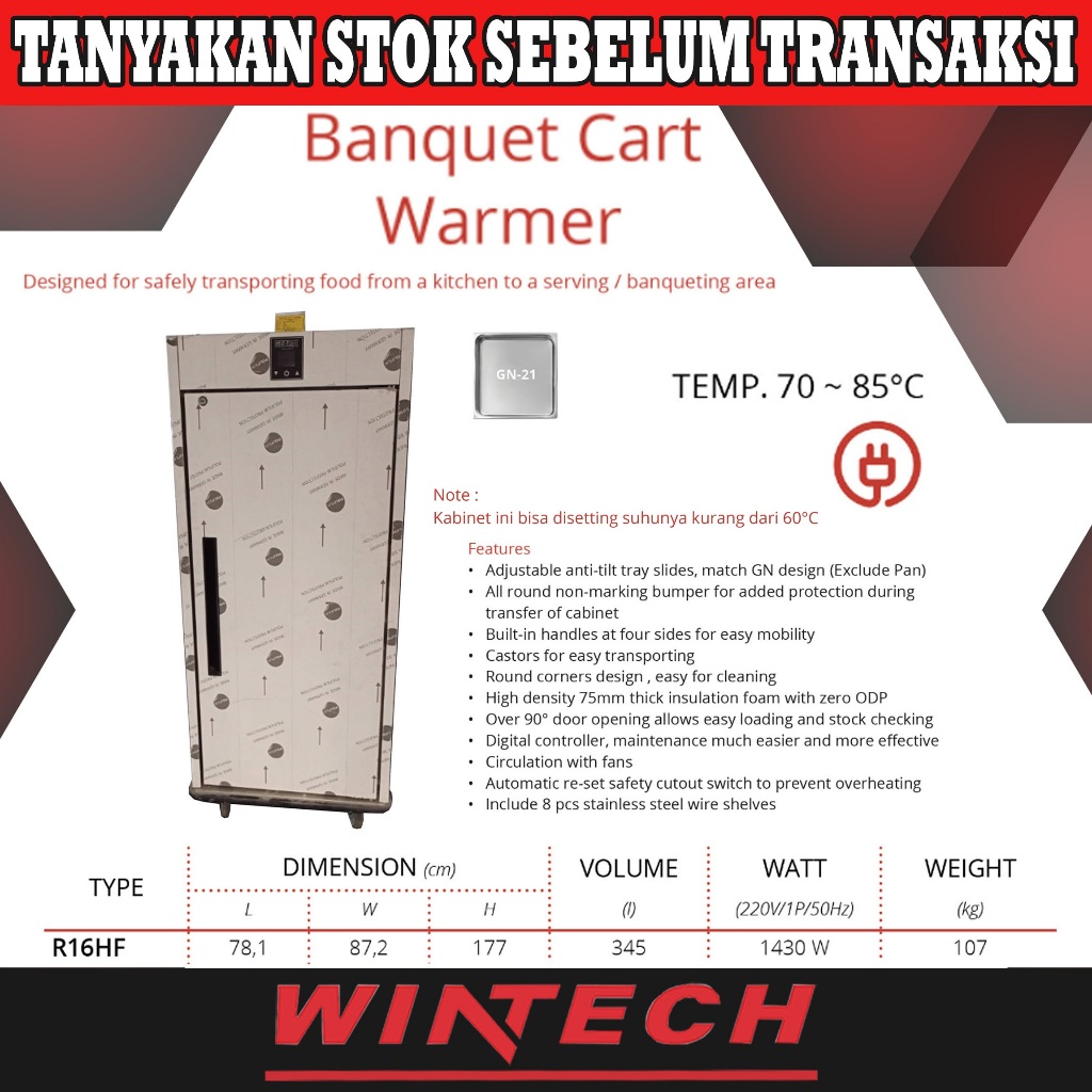 Jual Getra R16HF Banquet Cart Warmer Food Warmer Mesin Penghangat ...