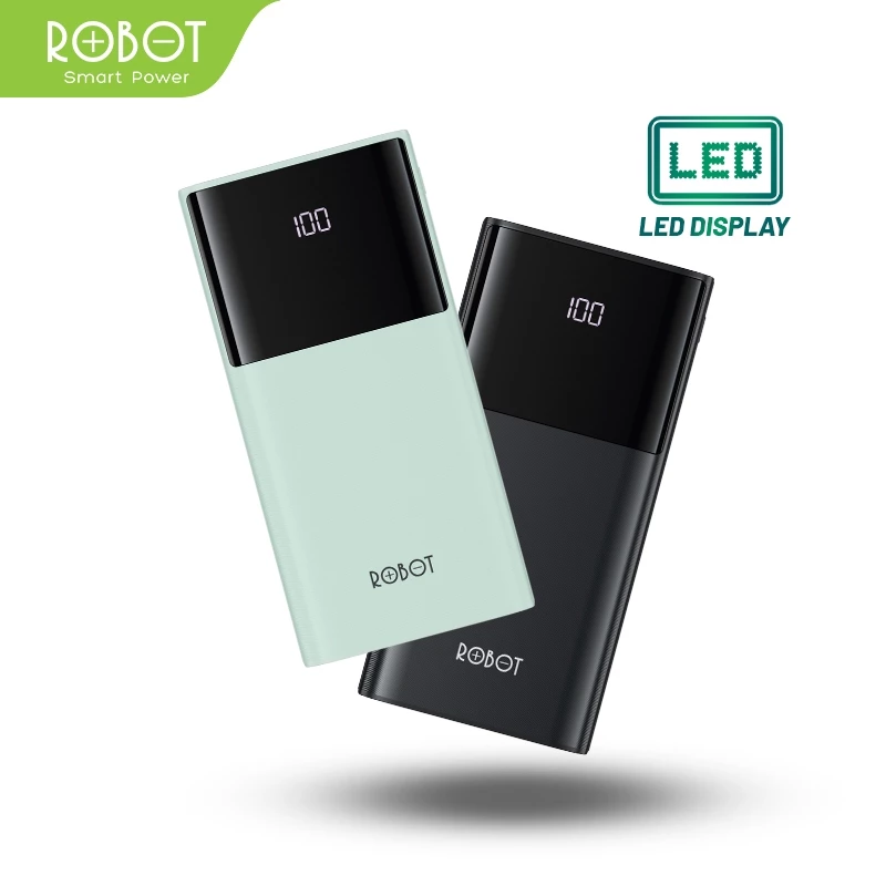 ROBOT Powerbank 10000mAh 2A Real Capacity Dual Port USB Type C Power Bank Slim Fast Charging RT190S Original