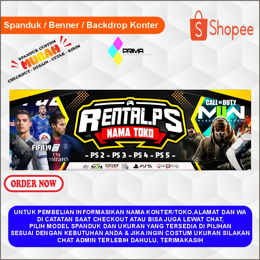 Jual BANNER SPANDUK RENTAL PS CUSTOM DESAIN & UKURAN / PROMOSI RENTAL ...