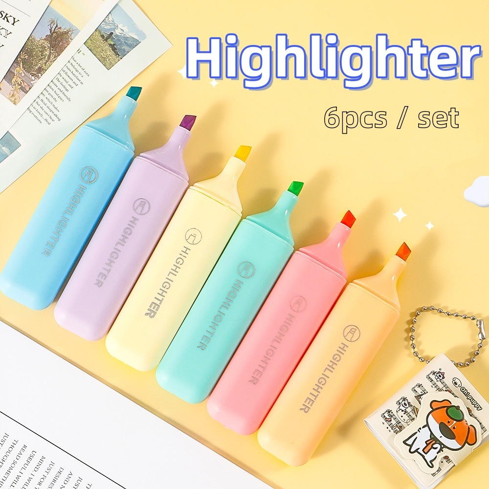 Jual 6 pcs/Pack Highlighter Pastel Texliner Stabilo Warna Pastel Color ...