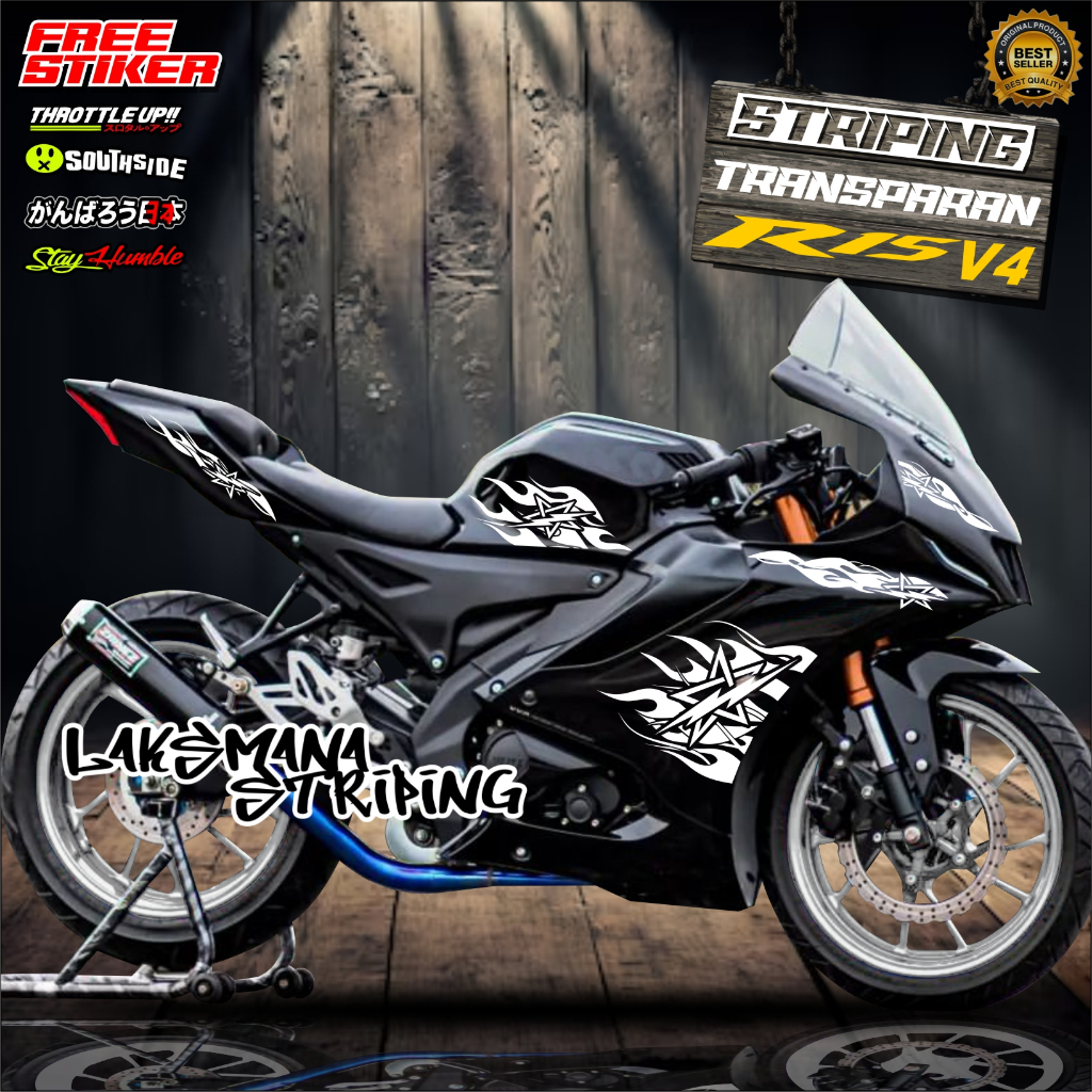 Jual STRIPING TRANSPARAN YAMAHA R15 V4 VARIASI STIKER KONSEP BINTANG ...