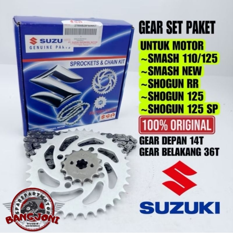 Jual GEAR SET+ RANTAI MOTOR SMASH OLD/ SMASH NEW/ SHOGUN 110-125 SPG ...
