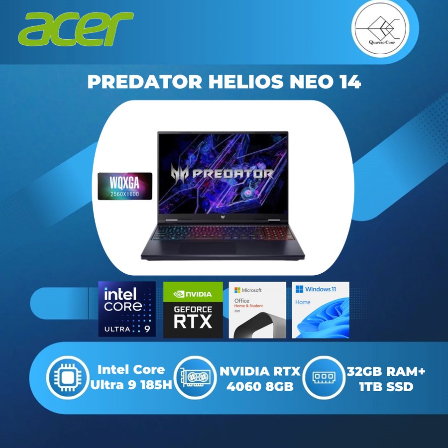 Jual ACER PREDATOR HELIOS NEO 14 ULTRA 9 185H RTX4060 8GB/ 32GB 1TB W11 ...