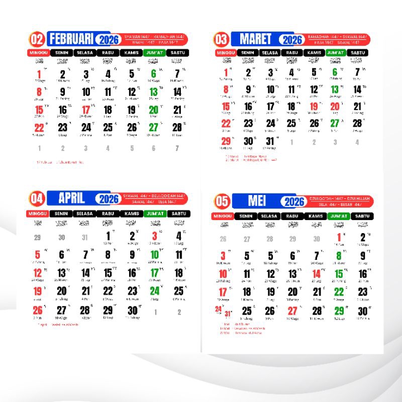 Jual Template kalender 2026 Format Canva Lengkap Jawa Hijriyah dan