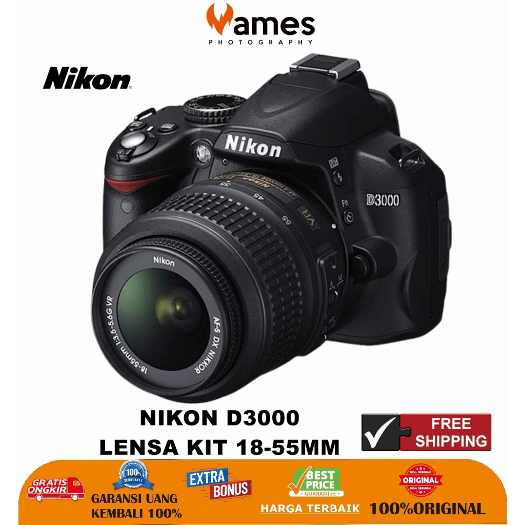 Jual NIKON D3000 Lensa Kit 18-55m F3.5 - Kamera DSLR Original ...