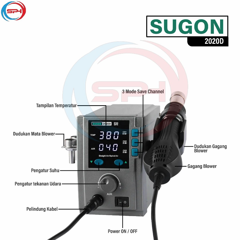 Jual Sugon 2020D Blower Hot Air Gun Solder Uap Original | Shopee Indonesia