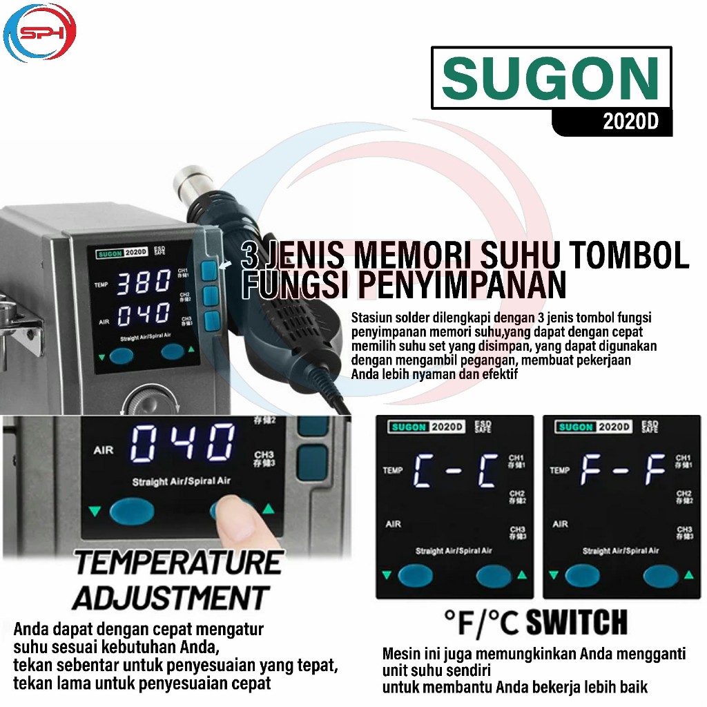 Jual Sugon 2020D Blower Hot Air Gun Solder Uap Original | Shopee Indonesia