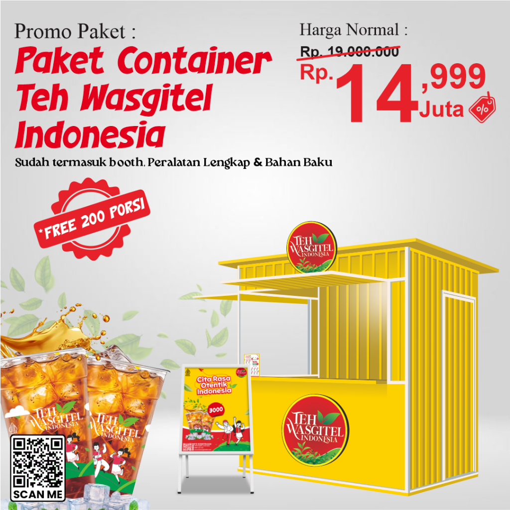 Jual PAKET FRANCHISE CONTAINER | TEH WASGITEL INDONESIA | Shopee Indonesia