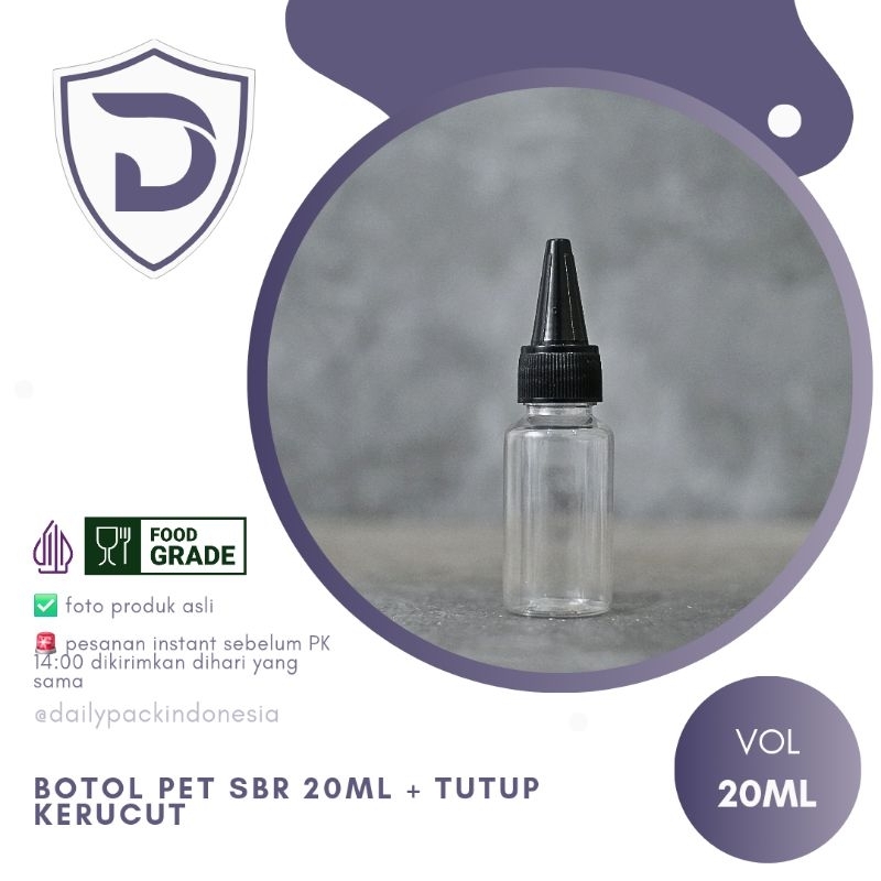 Jual DPI.ID - Botol Tutup Kerucut Food Grade Halal - Botol PET SBR 20ml ...