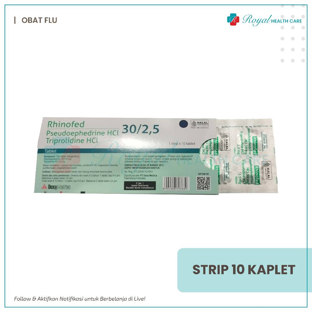 Jual RHINOFED 30 MG TABLET BOX, Untuk Meringankan Gejala Influenza ...