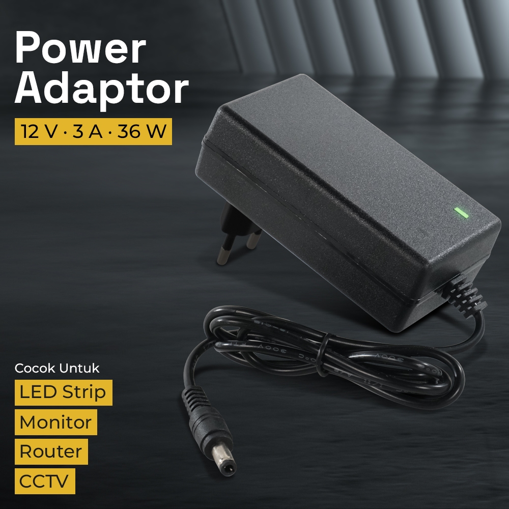 Jual Adaptor Power Supply LED Strip Monitor Converter 12V 3A 36W Model ...