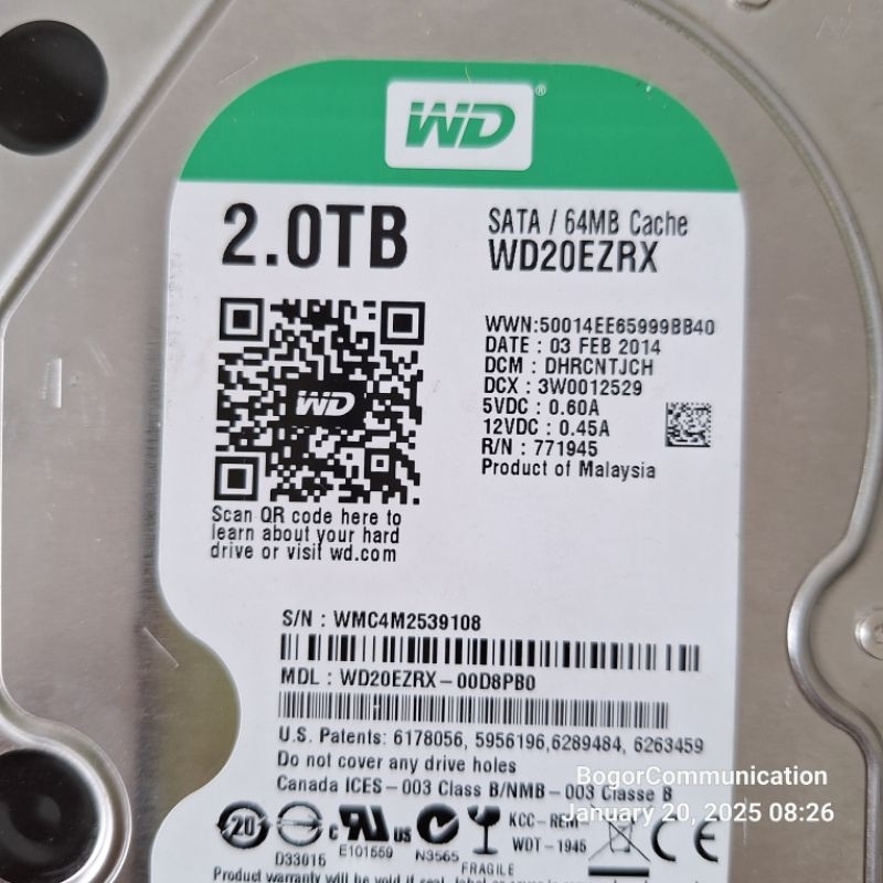 Jual Hard Disk WD Green 2TB HDD Desktop PC CCTV Health Sentinel 100% ...
