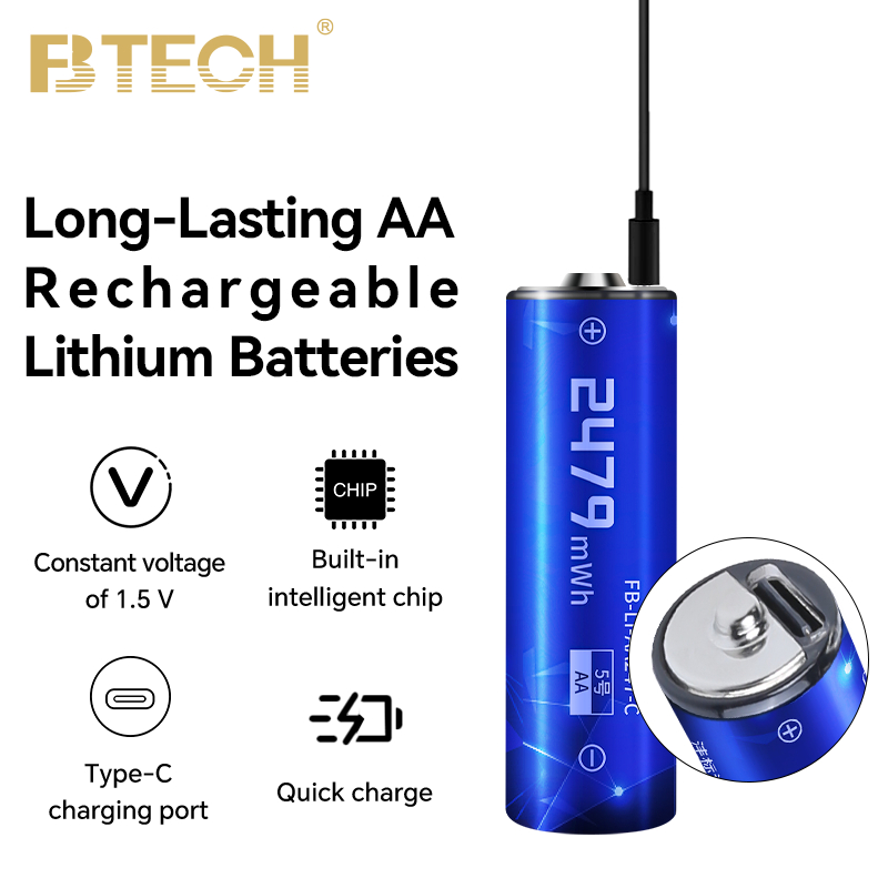 Jual BTECH AA Baterai Li-ion isi ulang 1.5V Type-C Rechargeable Lithium ...