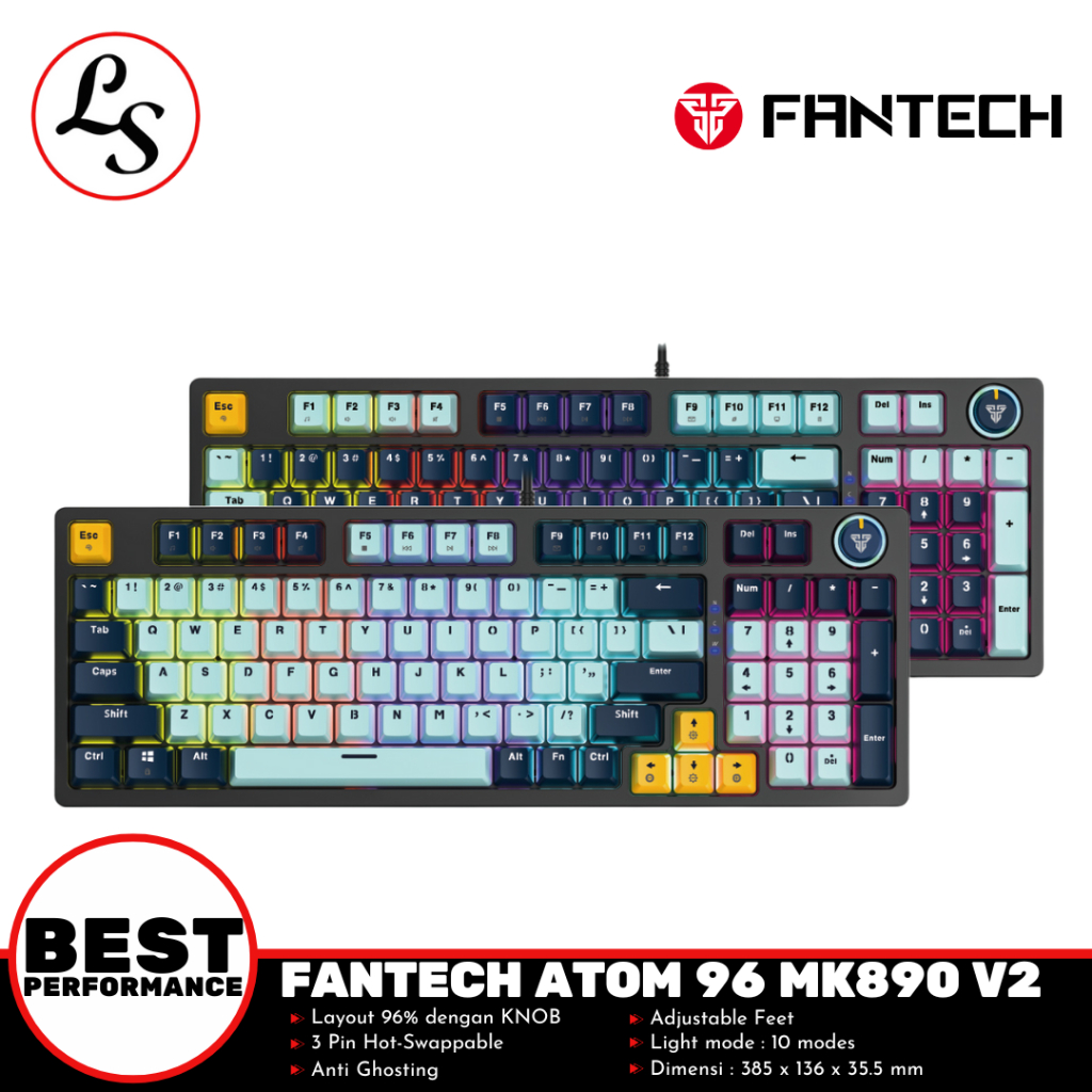 Jual FANTECH GAMING KEYBOARD Atom 96 MK890V2 RGB Mechanical Full Size ...