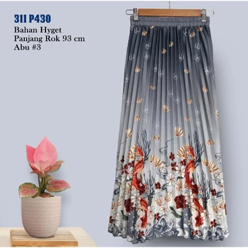 Rok Plisket Hyget Payung Gradasi Motif Bunga Dan Ikan 311 P430 P421