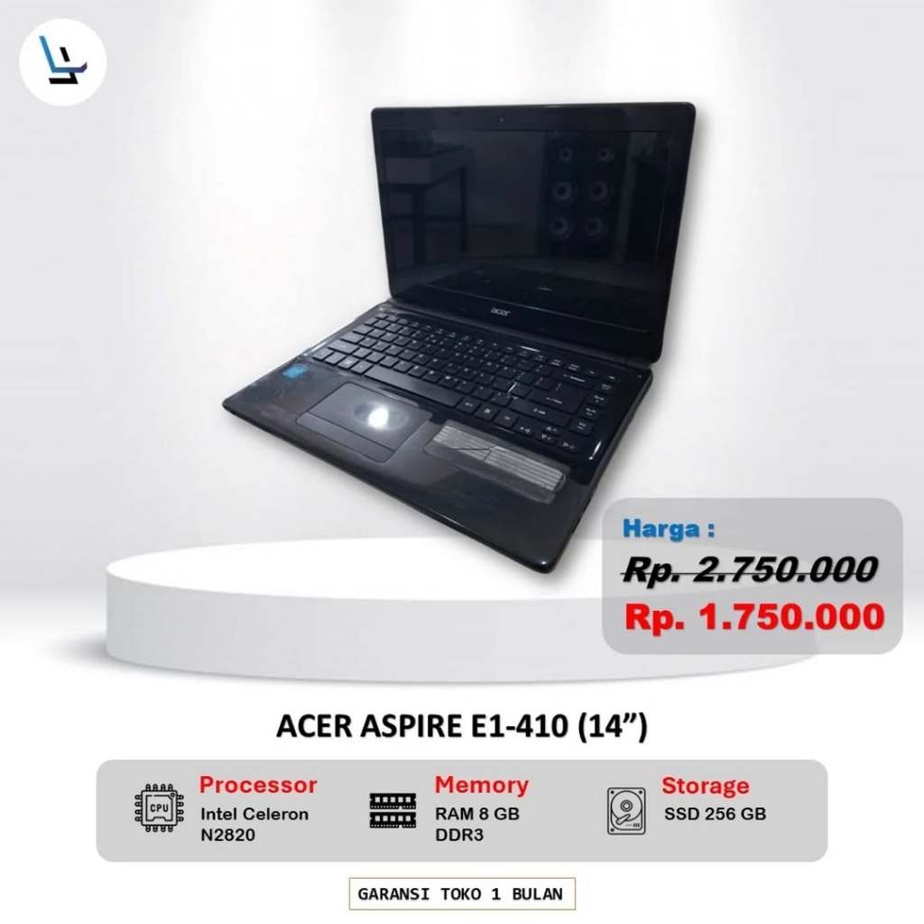 Jual LAPTOP ACER ASPIRE E1 410 / RAM 8GB / SSD 256GB / 14 INCH | Shopee ...