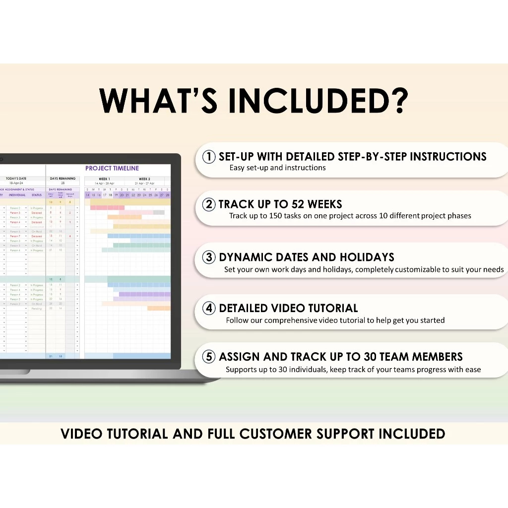 Jual Gantt Chart G-Sheets Excel Spreadsheet Project Planner Project ...