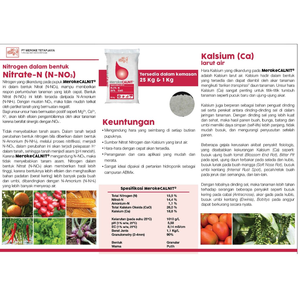 Jual CALNIT Kemasan 1 KG Pupuk Kalsium Nitrat untuk Nutrisi Hidroponik ...