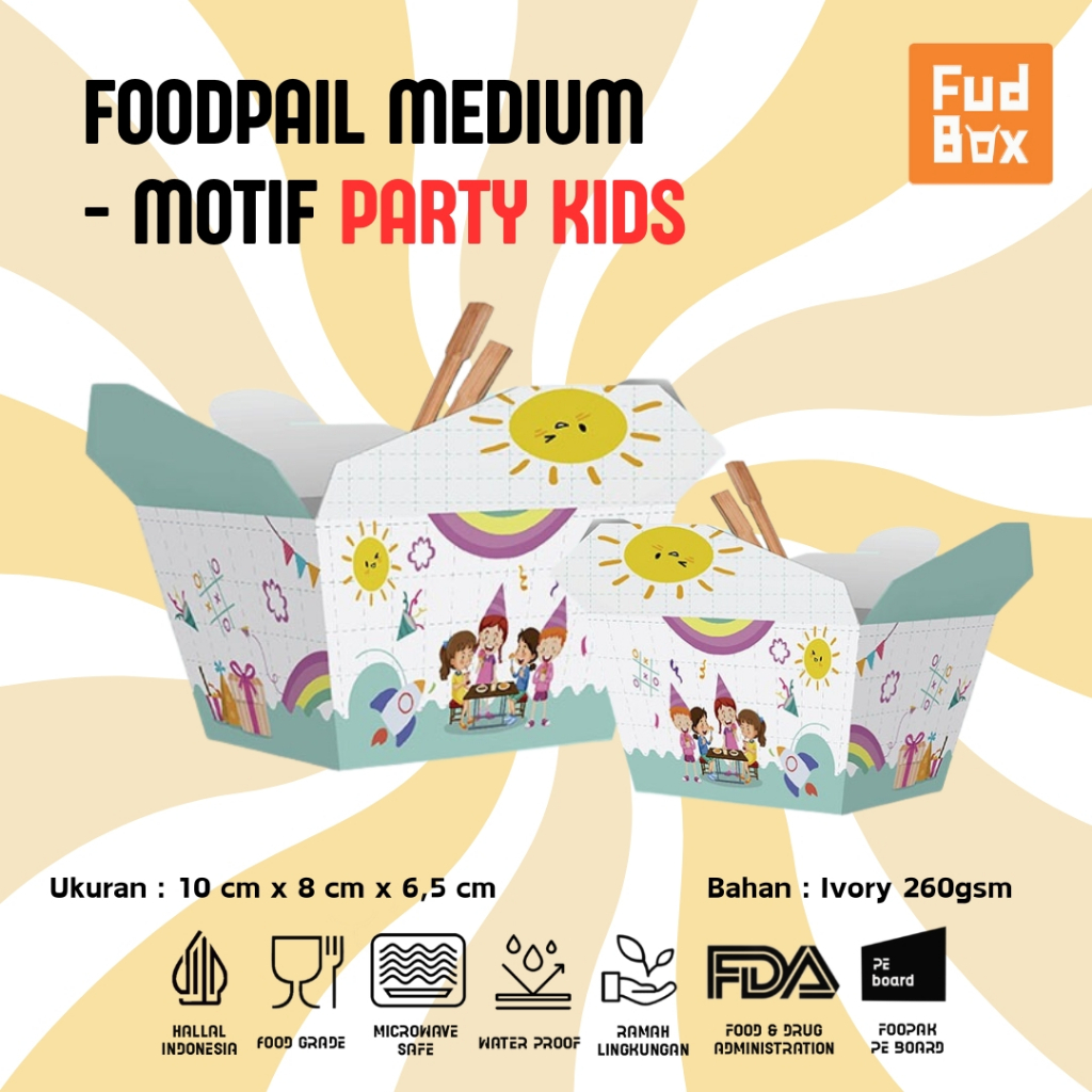 Jual (1pack=50pcs) Box Food Pail Motif Medium/Tempat Makanan/Paper Rice ...
