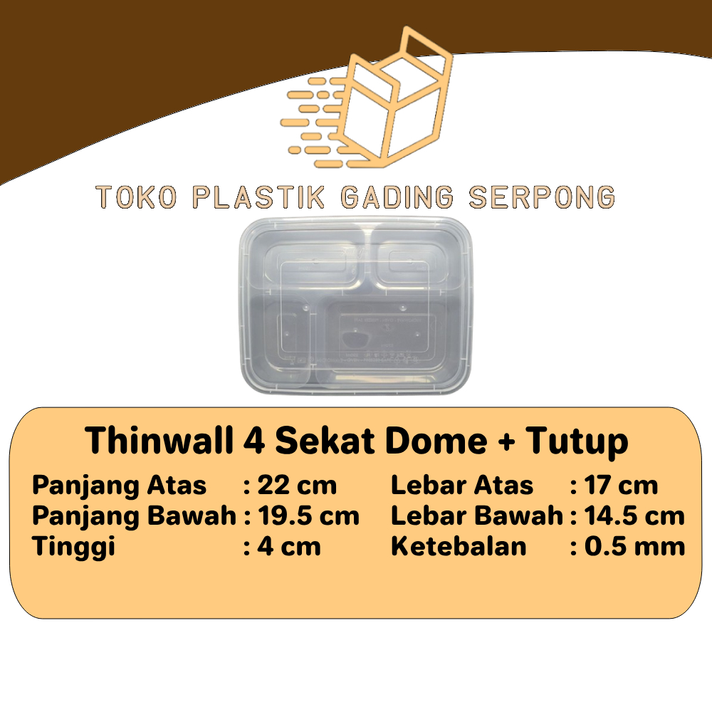 Jual Bento 4 sekat Plastik Thinwall / Food Container Premium Dome Flat ...