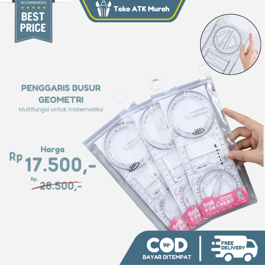 Jual Penggaris Busur Geometri Rotary 360 derajat Multifungsi Serbaguna ...