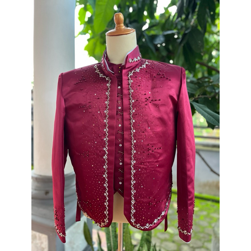 Jual beskap solo / baju pengantin jawa warna maroon | Shopee Indonesia