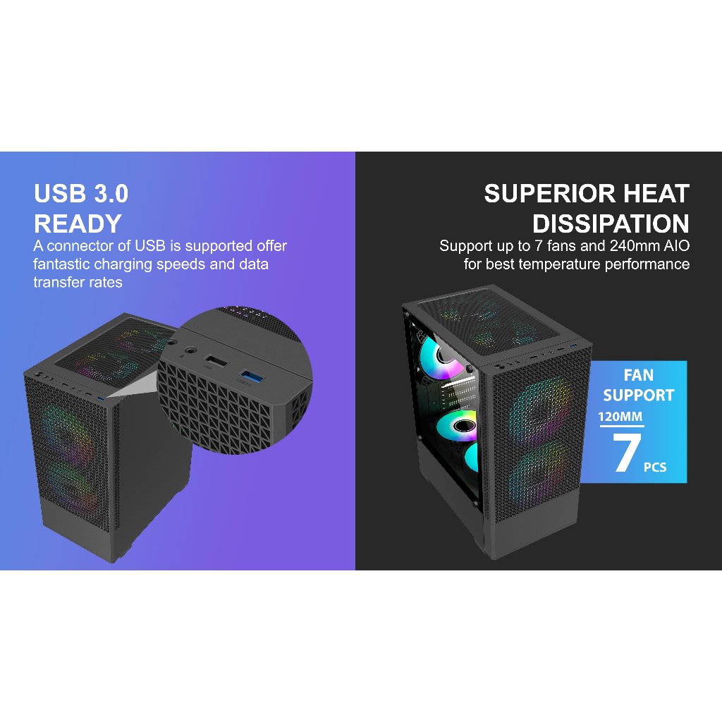 Jual Casing VenomRX HELIX Free 2 FAN RGB Micro ATX Gaming Case | Shopee ...