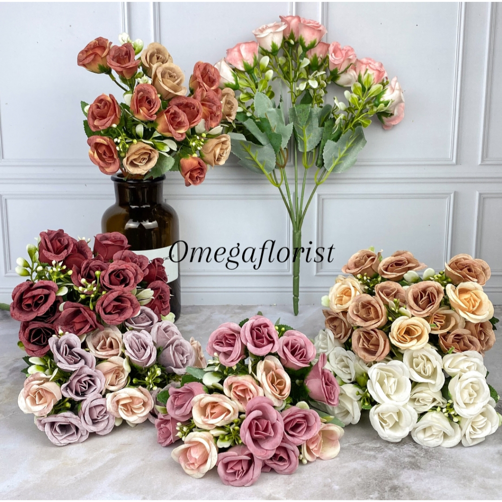 Jual Bunga Rose mini X15 Artificial / Buatan Home Decor Hiasan Dekorasi ...