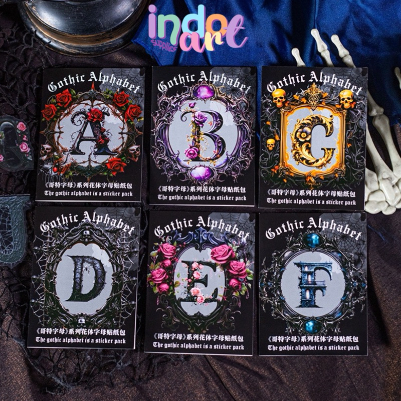 Jual (IAS) Deco Stickers Journal Scrapbook Gothic Alphabet Huruf ...