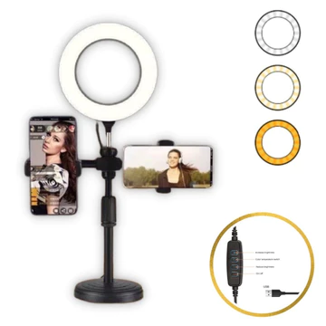 Ring Light 16 Cm Tripod Free 2 Holder Hp Ring Light Tripod Mini Live Streaming LED Make Up Vlog
