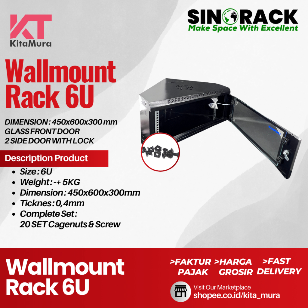 Jual Wall Mount Rack Server Sinorack 6U , Rack Server SIku Type SN ...