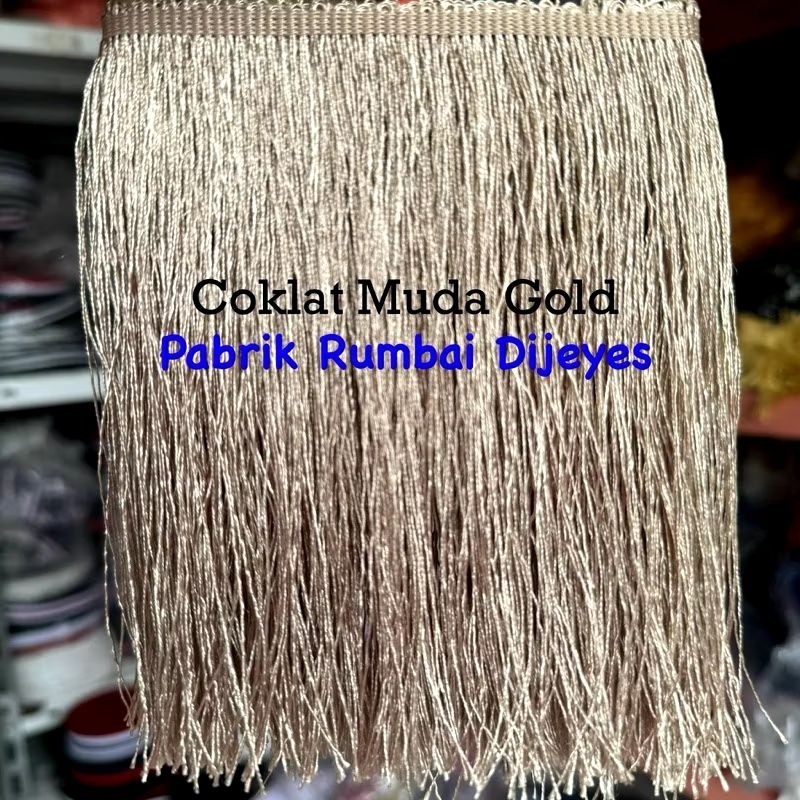 Jual Rumbai Panjang Emas Gold Series / Renda Rumbai 15 cm ( Per 1 Meter ...