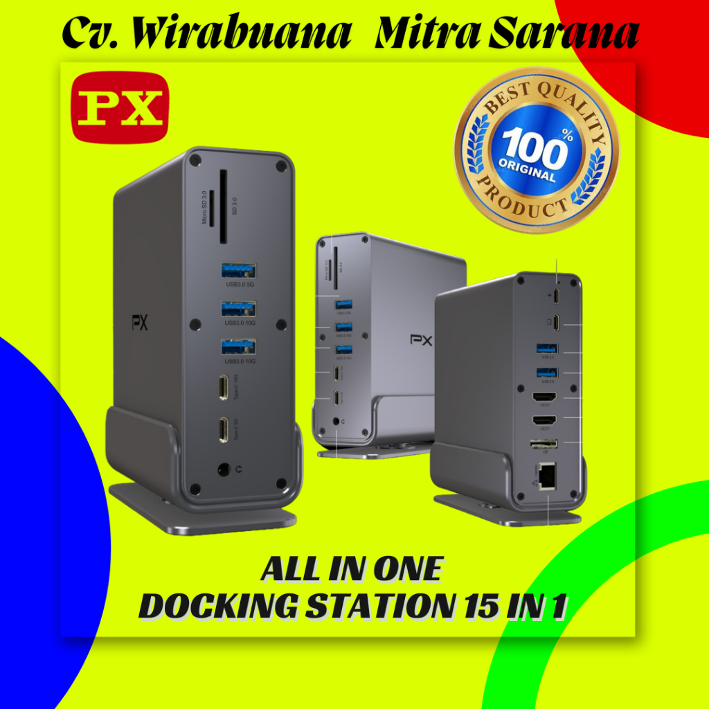 Jual USB Hub Type C 3.1 Docking Station PX DHS-1500 Dual HDMI DP 15 In ...