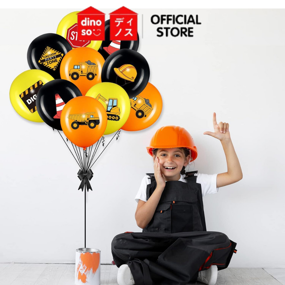 DINOSO 15pcs Balon Latex Bertema Konstruksi Ukuran 12 Inch Untuk Dekorasi Pesta Ulang Tahun Kendaraan