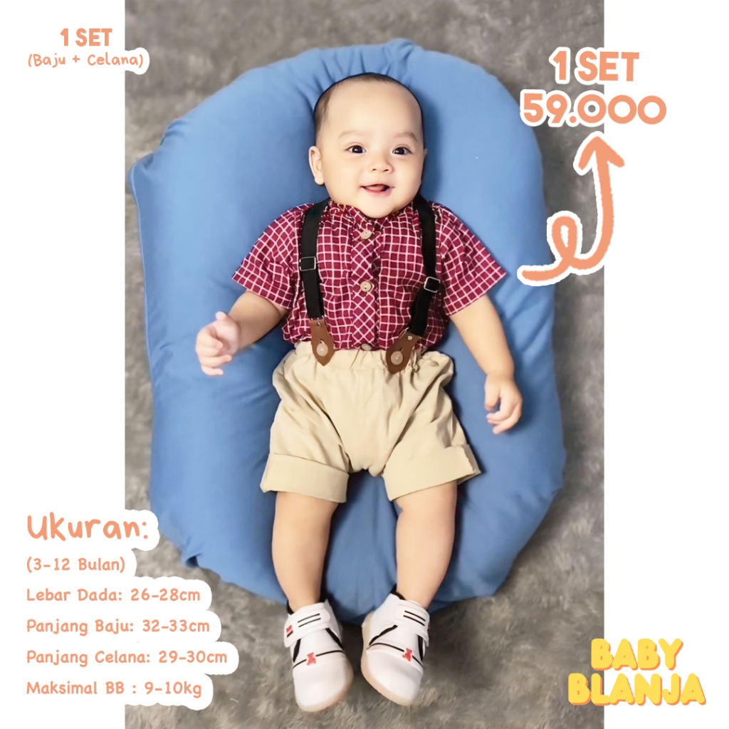Jual Baju Bayi Laki Laki 3 12 Bulan Calvin Set | Shopee Indonesia