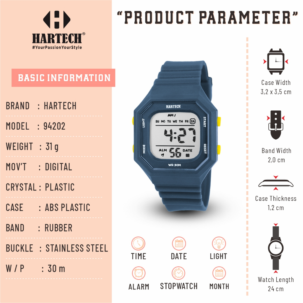 Jual HARTECH LCD 94202 Jam Tangan Digital Spesial Water Resisst ...