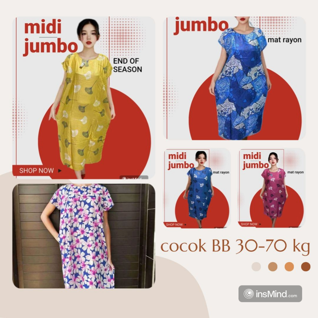 Jual Daster midi jumbo murah / Daster jumbo mat rayon / midi jumbo bisa ...