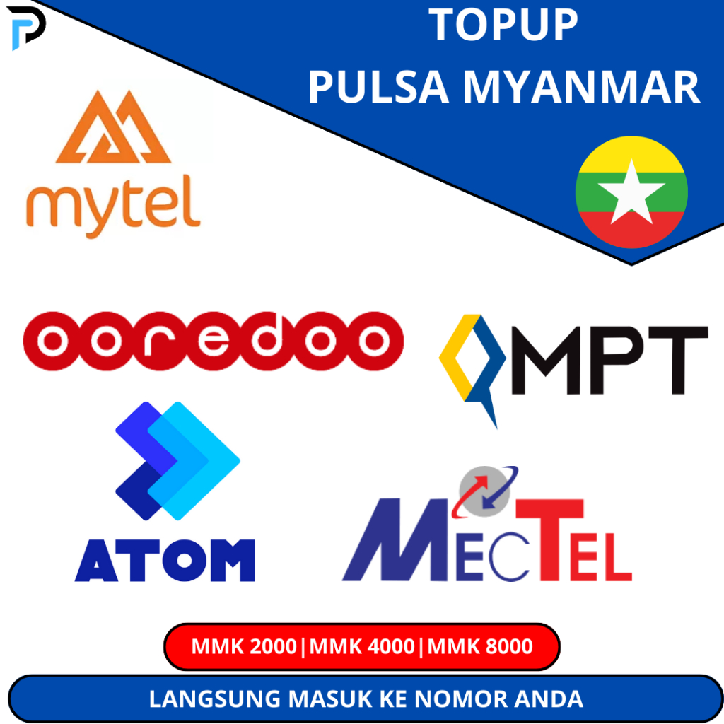 Jual Pulsa Myanmar MPT, Atom, Mectel, Ooredoo, Mytel | Shopee Indonesia