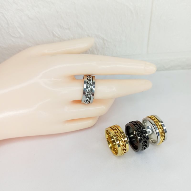 Jual cincin rantai titanium aesthetic anti karat dan anti gatal ...
