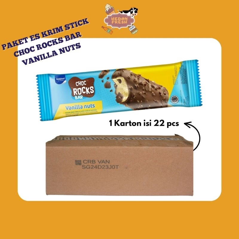 Jual Paket Es Krim Stick Indofood Choc Rocks Bar Vanilla Nuts | Shopee ...