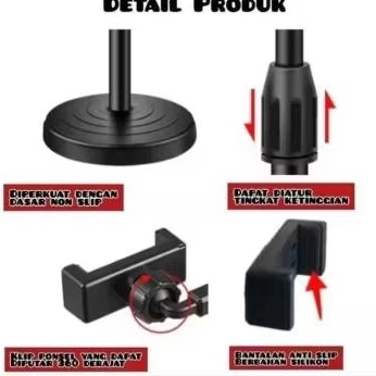 Ringlight Dimmable Live Streaming Holder RingLight Tripod 2 Holder Stand Handphone Ganda Live