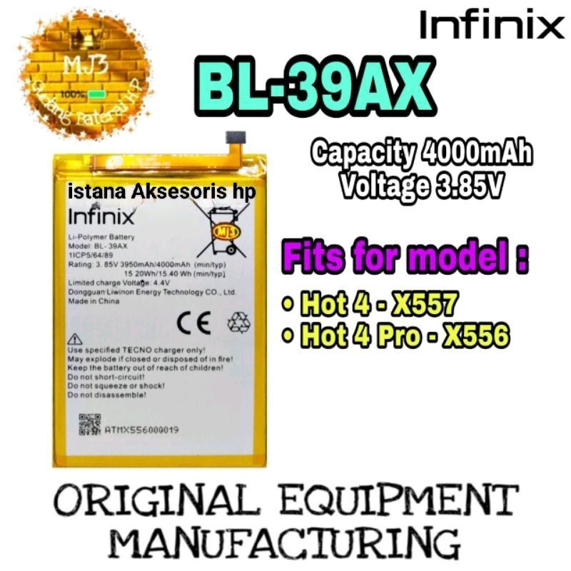 Jual Baterai Original Infinix Model: BL-39AX Hot 4 X557/Hot 4 Pro X556 ...
