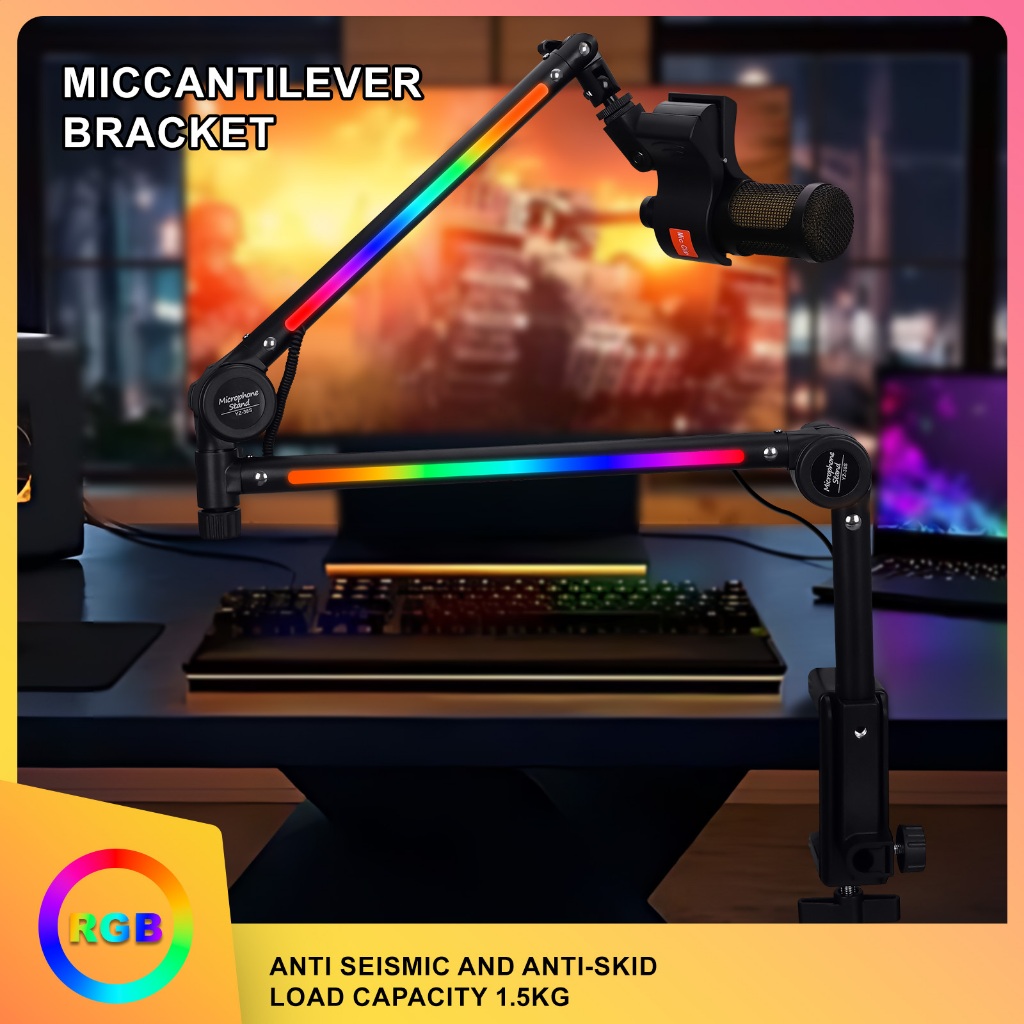 Jual Microphone 360 degree rotating spring-free cantilever RGB desktop ...
