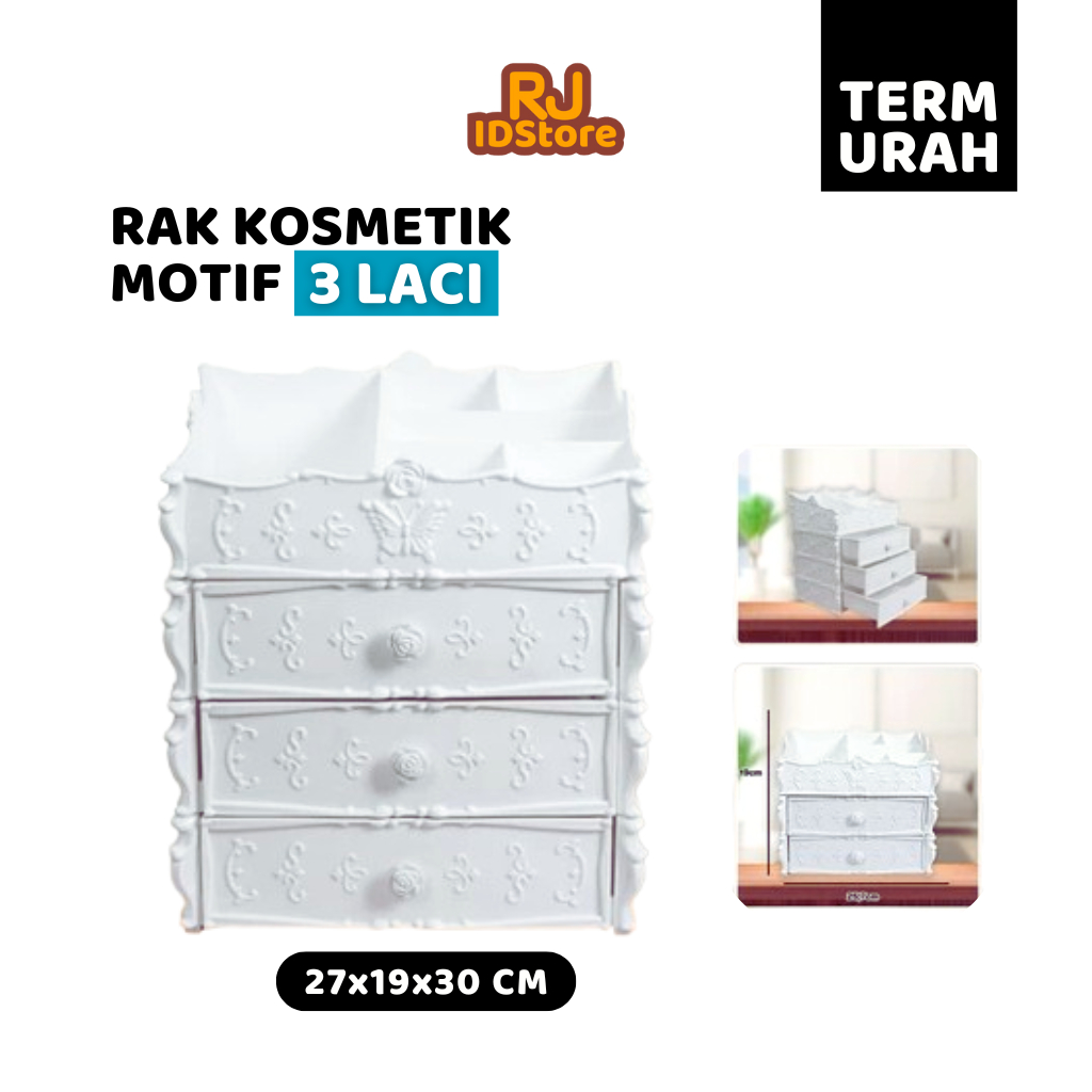 Jual Rak Kosmetik Kotak Make Up Susun Model Eropa 3 Tingkat Multifungsi ...