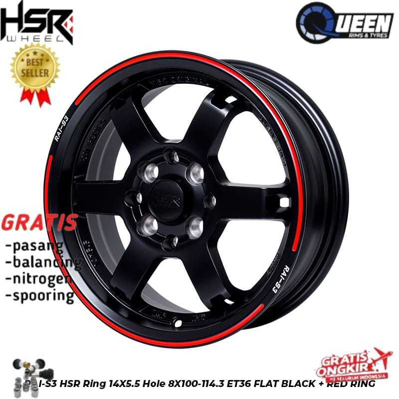 Jual Velg Mobil Racing R14 HSR Rai-S3 Cocok brio Wuling Air Ev Picanto ...