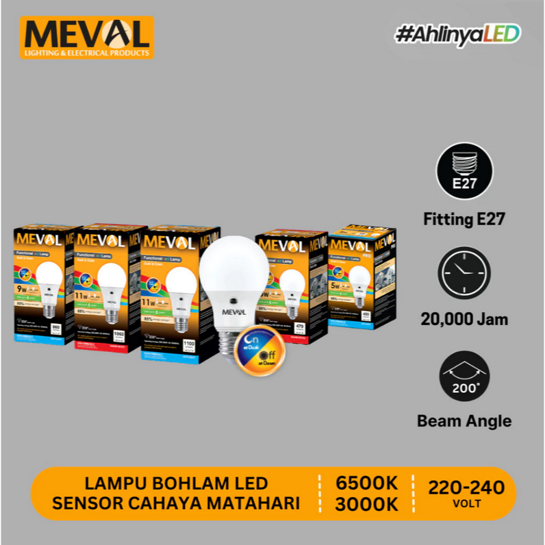 Jual Lampu LED Sensor Cahaya UV MEVAL 5w 9w 11w Light / Photo Sensor 5 ...
