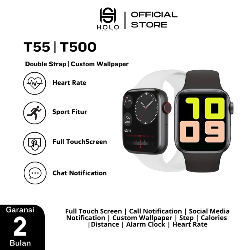 Jual HOLO Smartwatch T55 T500 I8 Ultra Big Free TWS