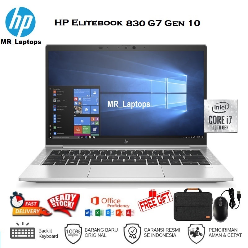 Laptop HP Elitebook 830 G7 Core i7 Gen 10 Ram 16GB/1TB SSD Win 10 Pro //  Free Mouse Tas